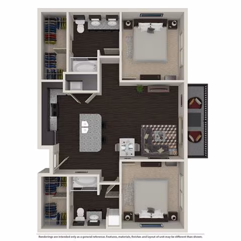 2 Bed 2 Bath 5101 floor plan